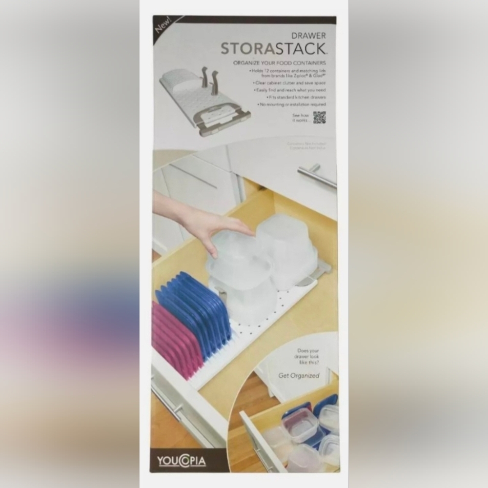 NIB YOUCOPIA STORASTACK FOOD CONTAINER STORAGE FOR DRAWERS